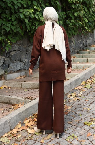 Knitwear Tunic Trousers Two Piece Suit 1029-02 Brown 1029-02