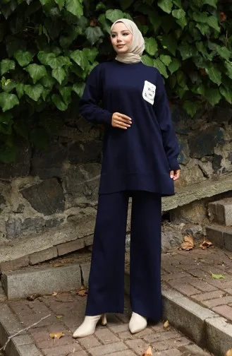 Strick Tunika Hose Zweiteiler 1029-03 Dunkelblau 1029-03