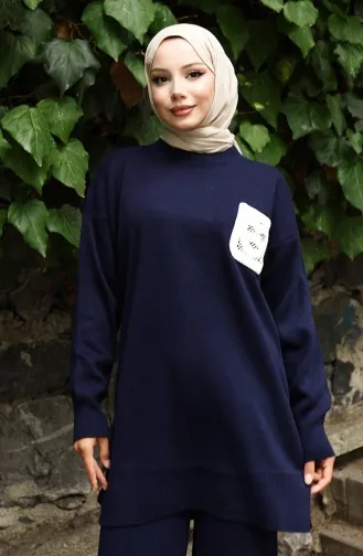 Strick Tunika Hose Zweiteiler 1029-03 Dunkelblau 1029-03