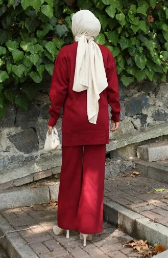 Triko Tunik Pantolon İkili Takım 1029-06 Bordo