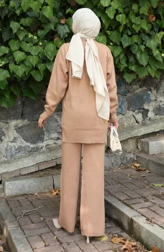 Ensemble Deux Pièces En Tricot Tunique Et Pantalon 1029-07 Café Au Lait 1029-07