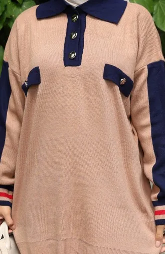 Knitwear Polo Collar Tunic Trousers Two Piece Suit 1048-06 Milk Coffee 1048-06