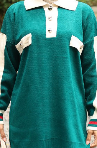 Strickmode Polokragen Tunika Hose Zweiteiler 1048-07 Petrol 1048-07