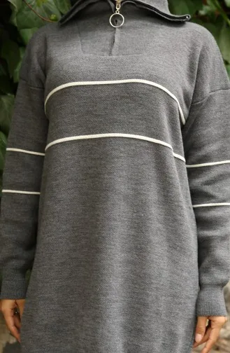 Triko Fermuarlı Tunik Pantolon İkili Takım 1050-01 Gri