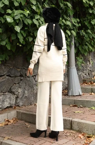 Strickanzug Mit Reissverschluss Und Tunikahose 2-teilig 1050-03 Beige 1050-03