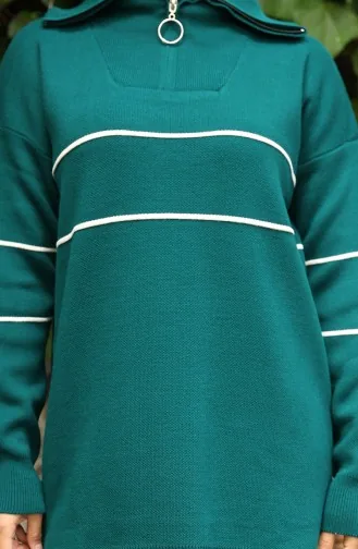 Triko Fermuarlı Tunik Pantolon İkili Takım 1050-04 Petrol