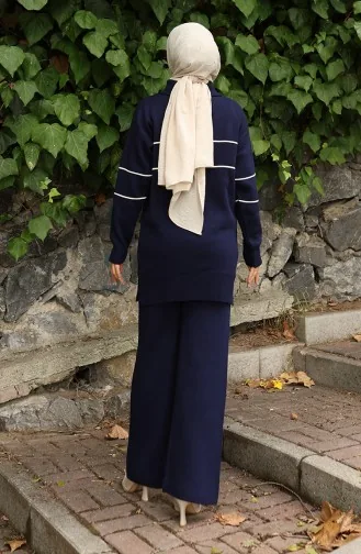 Triko Fermuarlı Tunik Pantolon İkili Takım 1050-05 Lacivert