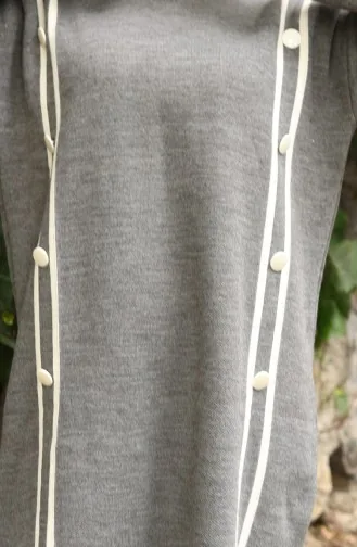 بدلة محبوكة من قطعتين، بنطلون تونك بأزرار، رمادي، 1128-06 1128-06