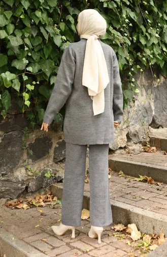 بدلة محبوكة من قطعتين، بنطلون تونك بأزرار، رمادي، 1128-06 1128-06