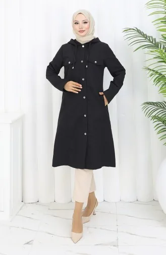 Bondit Fabric Trenchcoat Met Capuchon 0185-01 Zwart 0185-01