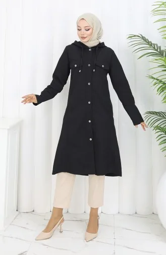 Bondit Fabric Trenchcoat Met Capuchon 0185-01 Zwart 0185-01