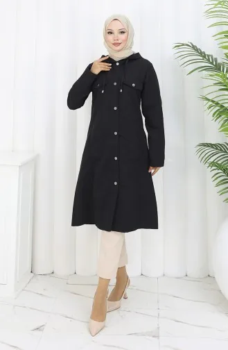 Bondit Fabric Trenchcoat Met Capuchon 0185-01 Zwart 0185-01