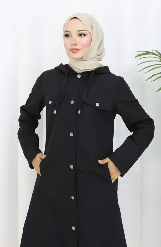 Bondit Fabric Trenchcoat Met Capuchon 0185-01 Zwart 0185-01