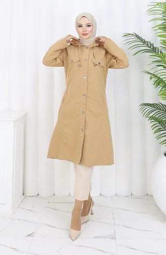 Trench-coat à Capuche En Tissu Bondit 0185-03 Café Au Lait 0185-03