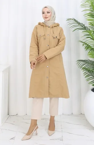 Trench-coat à Capuche En Tissu Bondit 0185-03 Café Au Lait 0185-03