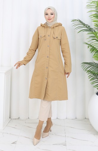 Trench-coat à Capuche En Tissu Bondit 0185-03 Café Au Lait 0185-03