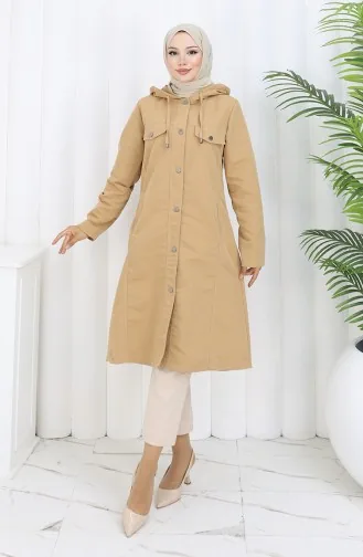 Trench-coat à Capuche En Tissu Bondit 0185-03 Café Au Lait 0185-03