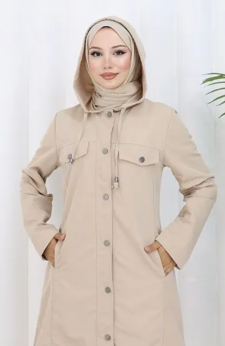 Bondit Stoffen Trenchcoat Met Capuchon 0185-04 Beige 0185-04