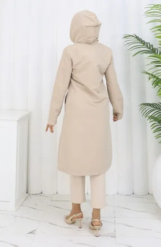 Bondit Stoffen Trenchcoat Met Capuchon 0185-04 Beige 0185-04