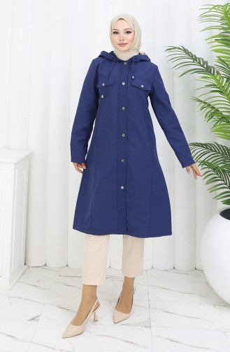 Trench-coat à Capuche En Tissu Bondit 0185-05 Bleu Marine 0185-05