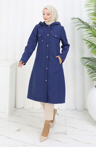 Trench-coat à Capuche En Tissu Bondit 0185-05 Bleu Marine 0185-05