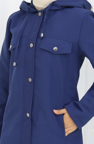 Trench-coat à Capuche En Tissu Bondit 0185-05 Bleu Marine 0185-05