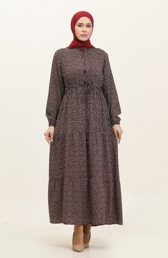 Jurk Met Halfknopen En Patroon 0368-04 Pruim 0368-04