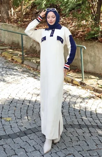 Knitwear Polo Collar Pocket Detailed Dress 0507-03 Beige 0507-03