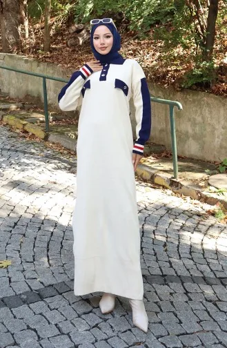 Knitwear Polo Collar Pocket Detailed Dress 0507-03 Beige 0507-03