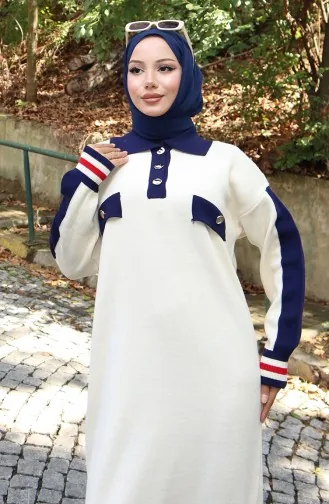 Knitwear Polo Collar Pocket Detailed Dress 0507-03 Beige 0507-03