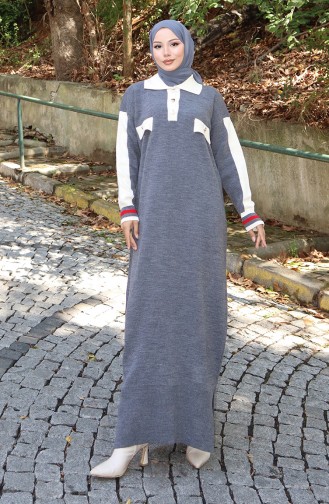 Strickkleid Mit Polokragen Und Tasche 0507-04 Grau 0507-04