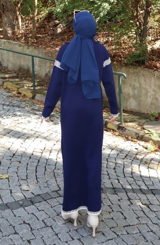 Robe En Tricot à Col Roulé Garnie 0508-06 Bleu Marine 0508-06