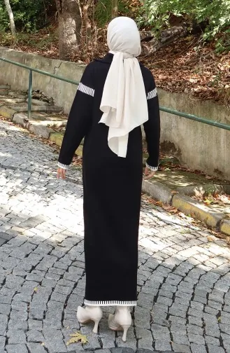 Knitted Turtleneck Garnished Dress 0508-08 Black 0508-08