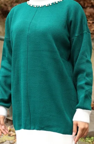 Knitwear Pearl Detailed Tunic Trousers Two Piece Set 1011-01 Petrol 1011-01