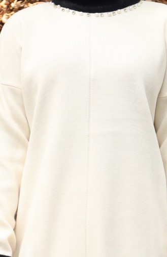 Knitwear Pearl Detailed Tunic Trousers Two Piece Suit 1011-03 Beige 1011-03