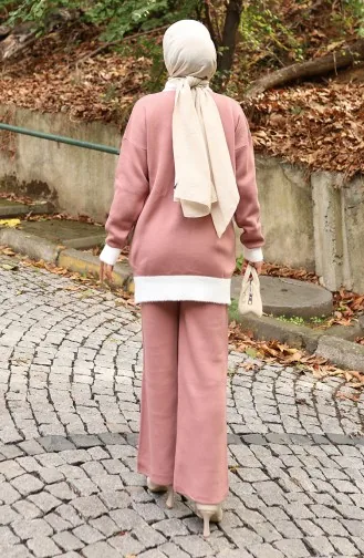 Strickmode Perlendetail Tunika Hose Zweiteiler 1011-04 Altrosa 1011-04