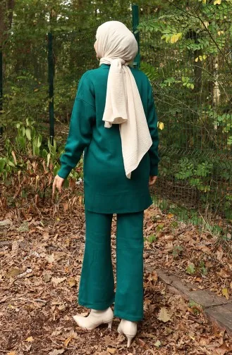 Knitwear Pearl Detailed Tunic Trousers Two Piece Set 1025-01 Petrol 1025-01
