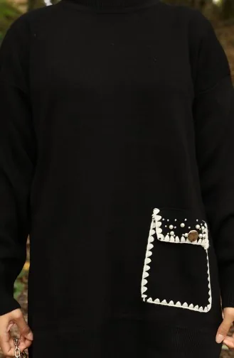 Gebreide Parelmoeren Tuniekbroek Tweedelig Set 1025-02 Zwart 1025-02