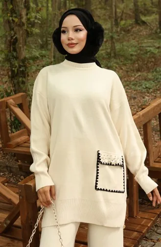 Gebreide Parelmoeren Tuniekbroek Tweedelig Set 1025-03 Beige 1025-03