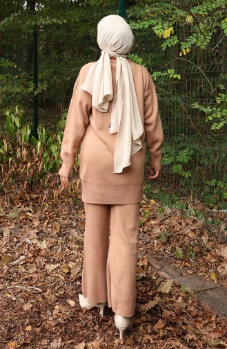 Knitwear Pearl Detailed Tunic Trousers Two Piece Suit 1025-05 Milk Coffee 1025-05