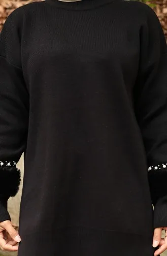 طقم تونيك وبنطلون بأكمام راجلان من قطعتين، لون أسود، 1054-02 1054-02