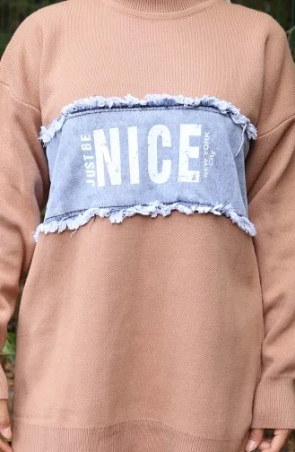 Tunique Pantalon Garnie En Denim Ttriko Costume Double 1094-04 Café Au Lait 1094-04