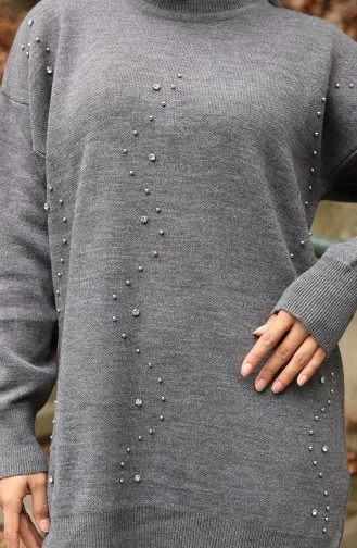 Ensemble Deux Pièces Tunique Et Pantalon En Tricot Imprimé Pierre 1104-02 Gris 1104-02