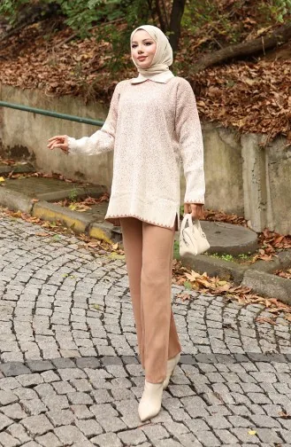 Triko Tunik Pantolon İkili Takım 1123-01 Sütlü kahve