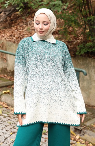 Triko Tunik Pantolon İkili Takım 1123-03 Zümrüt Yeşili