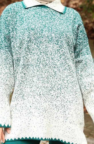 Ensemble Deux Pièces En Tricot Tunique Et Pantalon 1123-03 Vert émeraude 1123-03