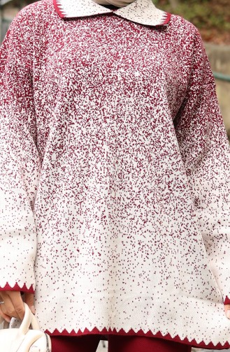 Triko Tunik Pantolon İkili Takım 1123-05 Bordo