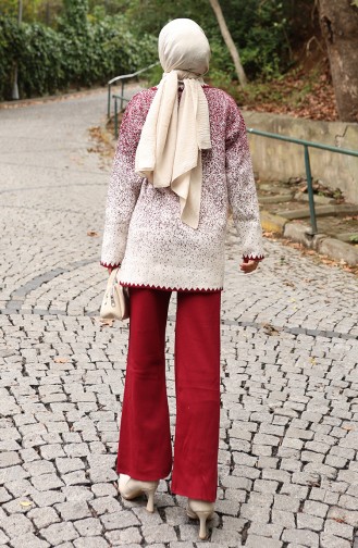 Triko Tunik Pantolon İkili Takım 1123-05 Bordo