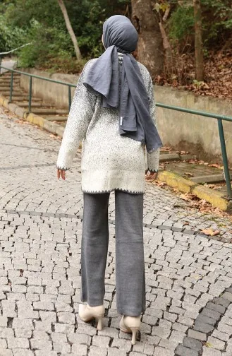 بدلة محبوكة من قطعتين، بنطلون، تونيك، رمادي، 1123-06 1123-06