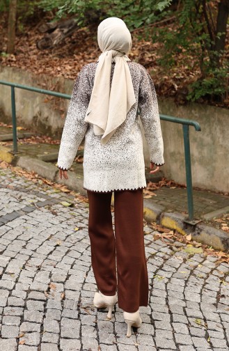 Triko Tunik Pantolon İkili Takım 1123-08 Kahverengi